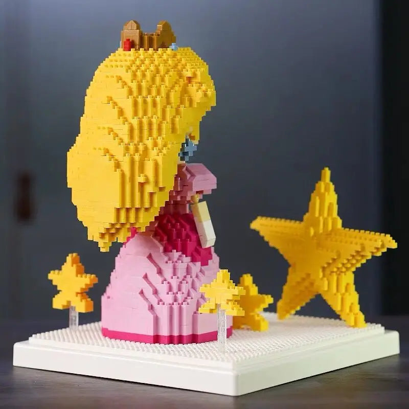 Herocross disney Peach Princess 2508pcs Super Micro Blocks Star Pink Girl Mini DIY Building Blocks Brick Toys For Children Gifts