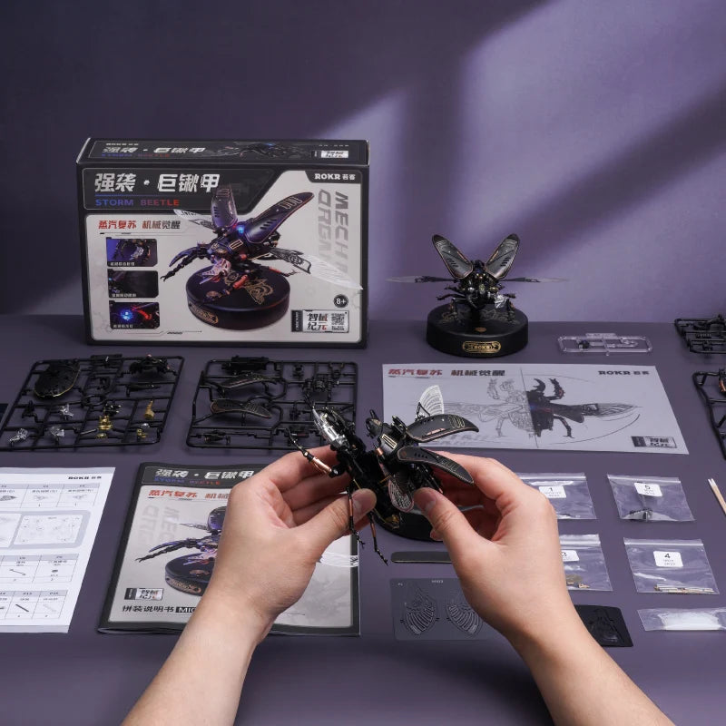 Robotime Rokr MI Series 4 kinds of Plastic Puzzles Emperor Scorpion Beetles Golden Coin Turtle 3D Assembly Building Block Sets