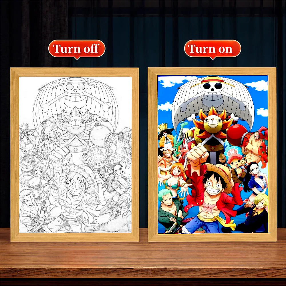 One Piece LED Light Painting – Zoro & Luffy Moon Lamp for Anime Fans