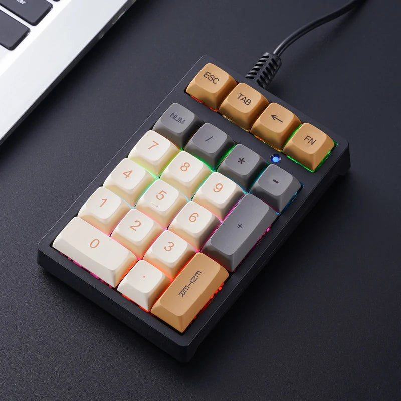 APAYADO T21 Number Keyboard 21Key Wired Mechanical Number Keyboard,MultiColor Lights for Treasury / Accounting / Finance