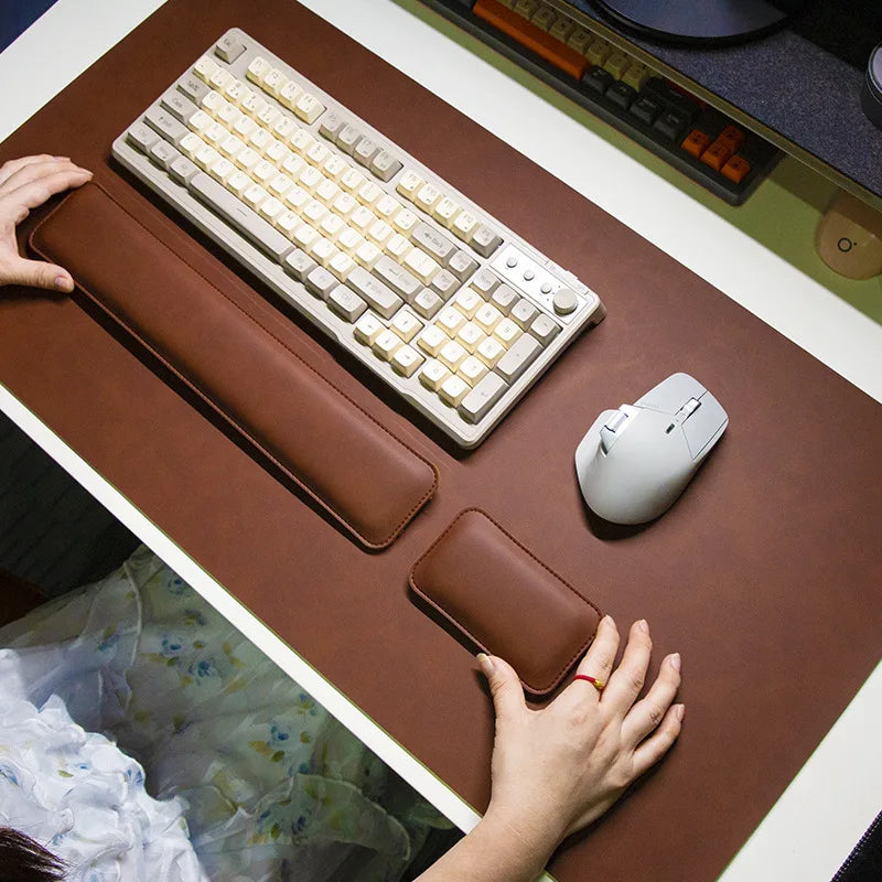 Desk Pad Waterproof PU Mouse Pad Large Mousepad Laptop Non-slip Desk Mat Keyboard Mats Mouse mat, mouse wrist guard three pieces
