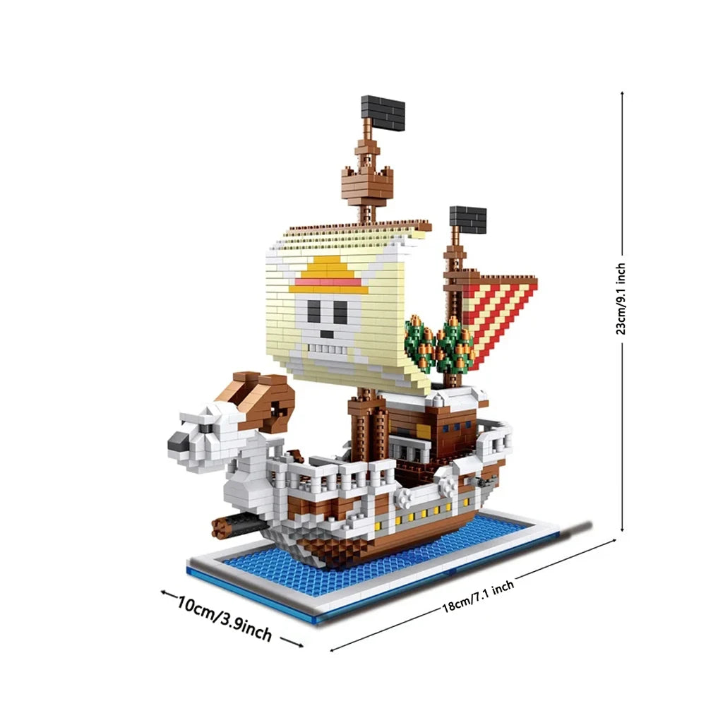 KNEW BUILT Ocean Pirate Ship Plastic 3D Model Building Blocks for Adults Boy Micro Mini Bricks Toys Kits Sailboat War Decoration