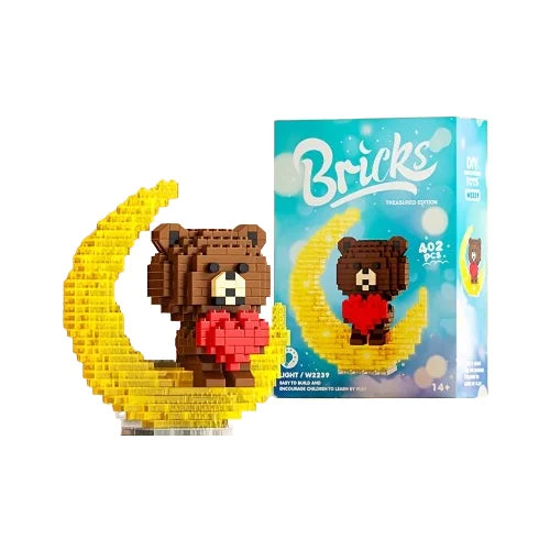 Cute Bear Light-Up Building Blocks - The Perfect Educational Birthday Gift for Friends!(NO base)