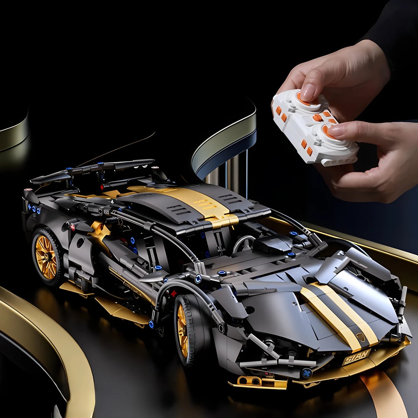 Technical Racing Sport Car Model Building Blocks technic adults 1:14 DIY Supercar Brick Puzzle Toys Kid Adult Gift(1280+granule)