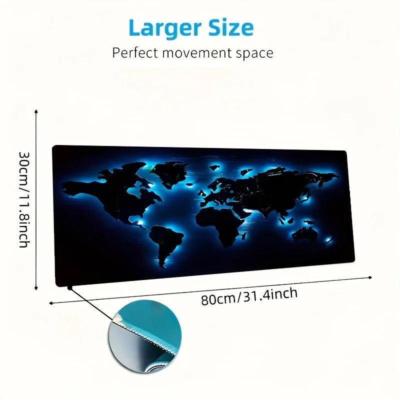 Large Blue Glow in The Dark World Map Mouse Pad Rubber Desk Mat Table Pad Accessories Decoration Mouse Mat 900x400 Office Things