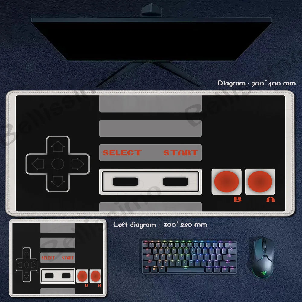 Retro Game Controller Mouse Pad Anti-Slip Rubber XL Desk Mat Office Computer Large Gaming Accessories HD Gamer Mousepad Playmat
