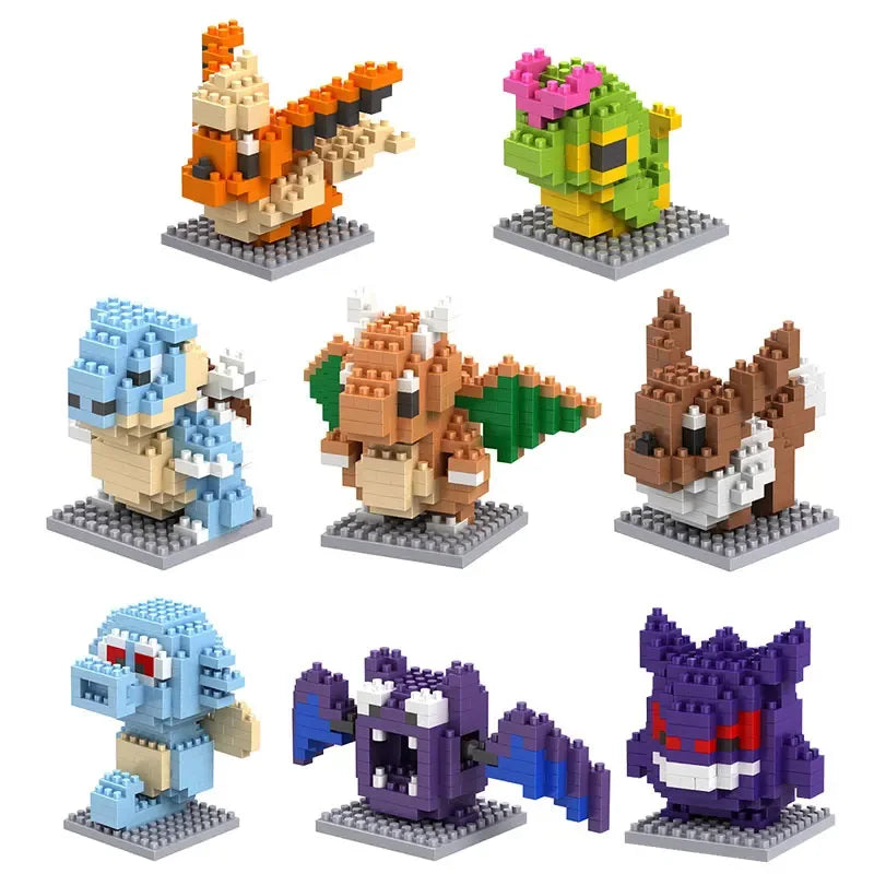 66pcs Pokemon Small Building Nanoblock Cartoon Pikachu Animal Model Education Game Graphics Pokemon Toys For Kids Birthday