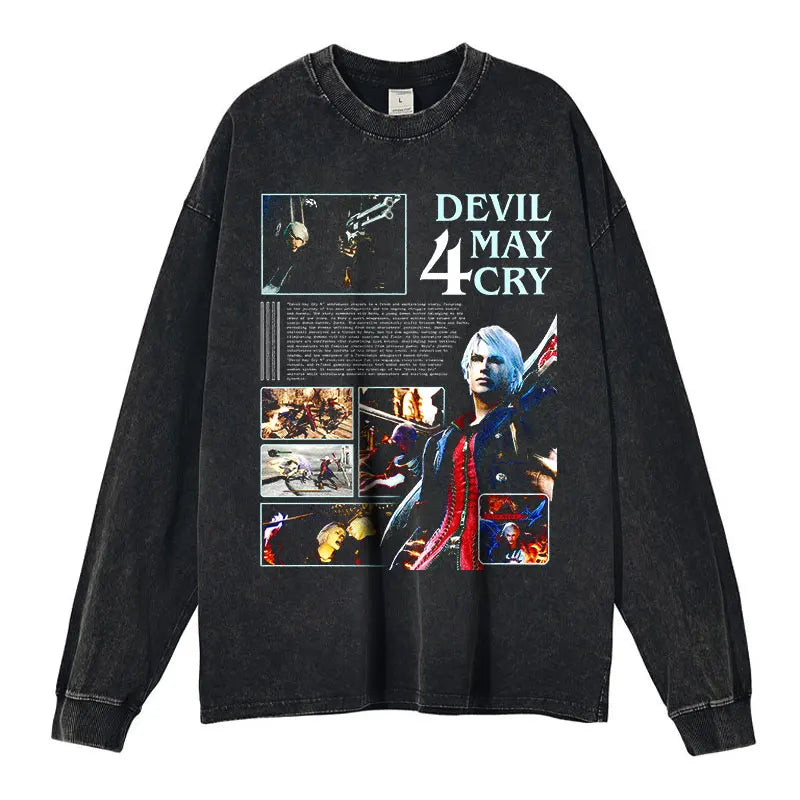 Devil May Cry Long Sleeve Shirt | Oversized Dante & Vergil Tee – Harajuku Style