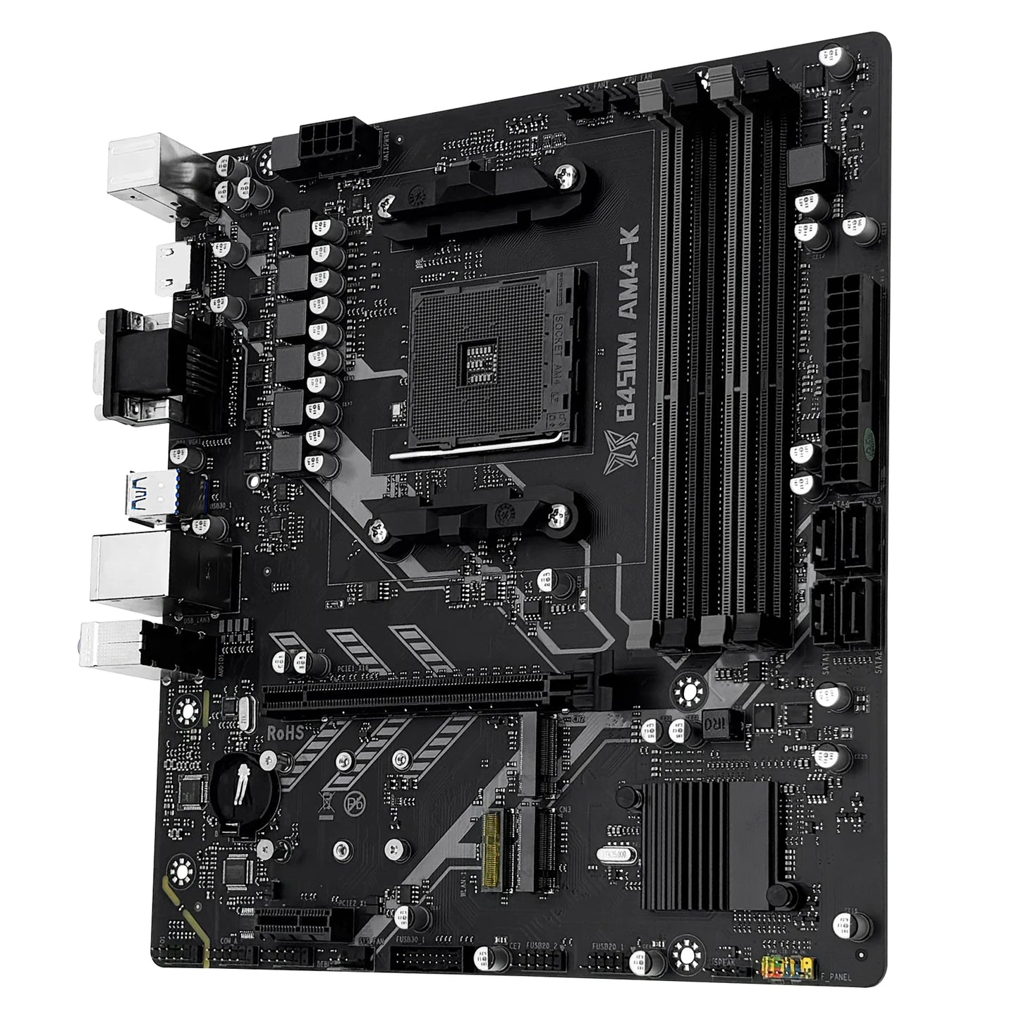 MACHINIST B450M-AM4-K ADM Motherboard Supports AM4 Series (Ryzen 1-5 CPU) DDR4 RAM Dual NVME M.2 With HDMI Interface VGA DP