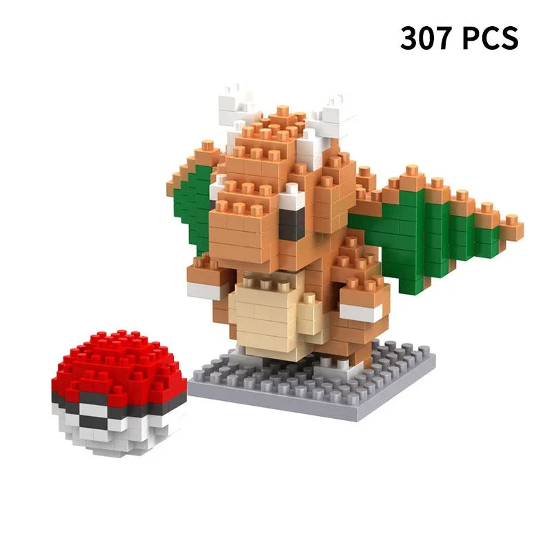 24pcs Pokemon Blocks Small Cartoon Building Block Pikachu Charizard Eevee Mewtwo Anime Assemble Action Pokemon Model Dolls Toys