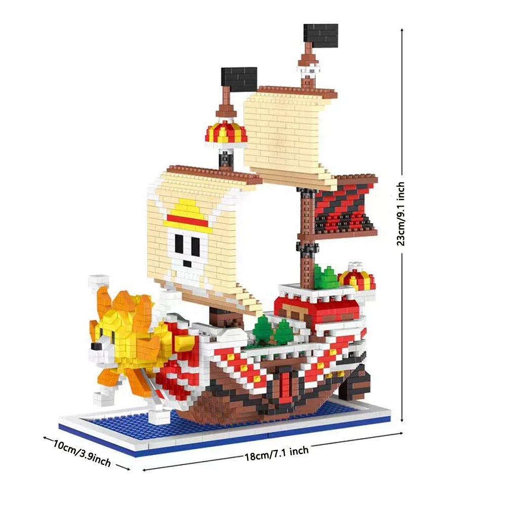KNEW BUILT Ocean Pirate Ship Plastic 3D Model Building Blocks for Adults Boy Micro Mini Bricks Toys Kits Sailboat War Decoration