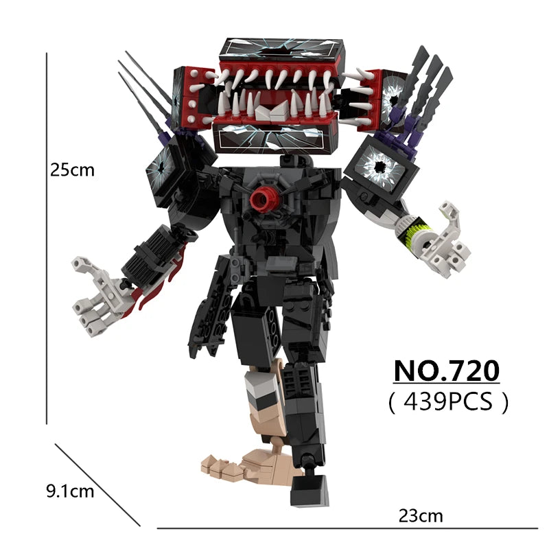 New Skibidi Toilet Building Blocks Set Gold Clock Man With Sword Guitor Speaker Man Titan Computer Man Toys For Boys Xmas Gifts