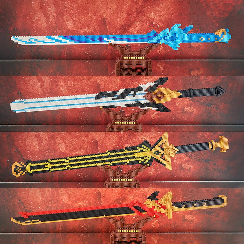 Samurai Sword Building Blocks Anime Ninja Weapon Model Assembly Bricks Boys Toy Idea Desktop Decoration Children Birthday Gifts