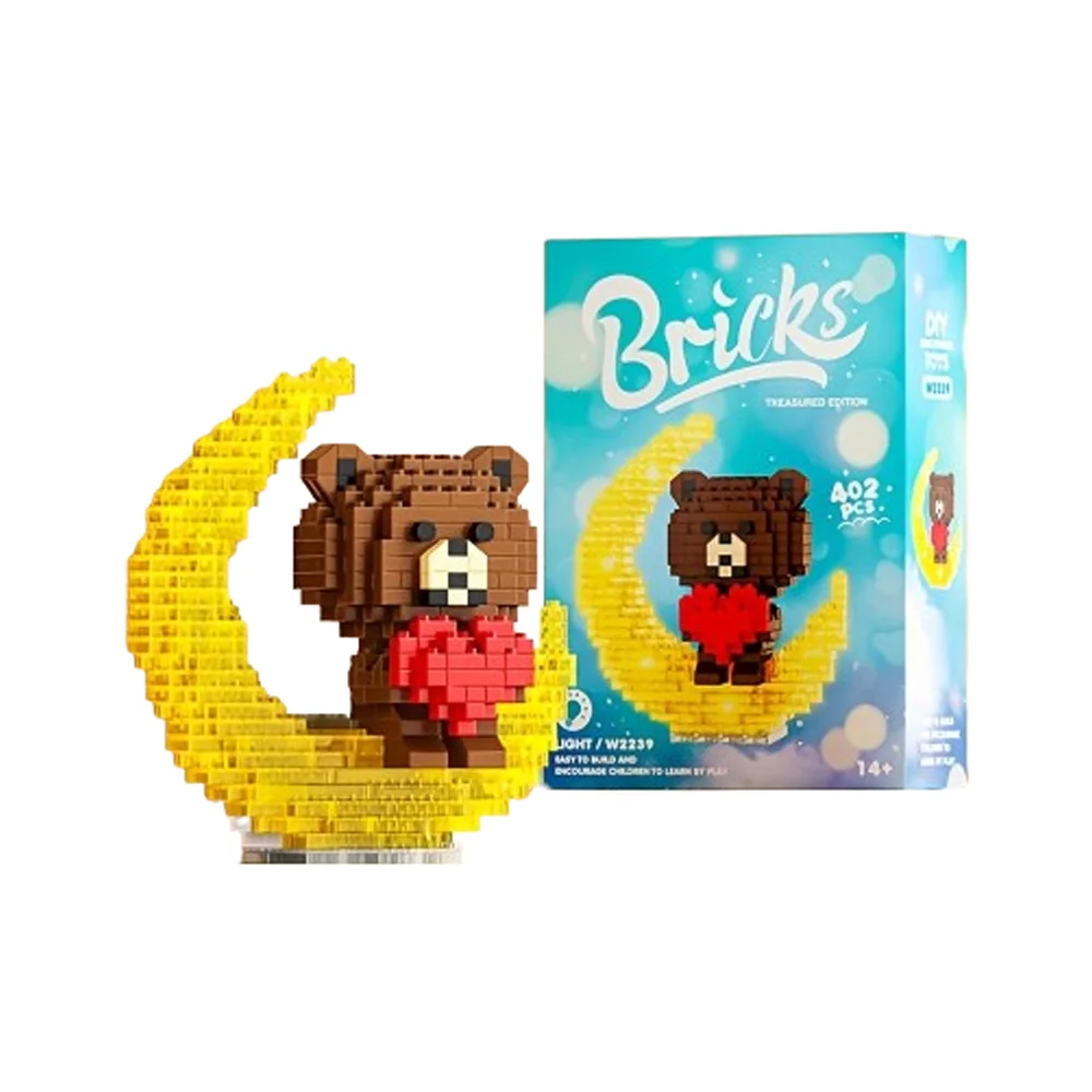 Cute Bear Light-Up Building Blocks - The Perfect Educational Birthday Gift for Friends!(NO base)