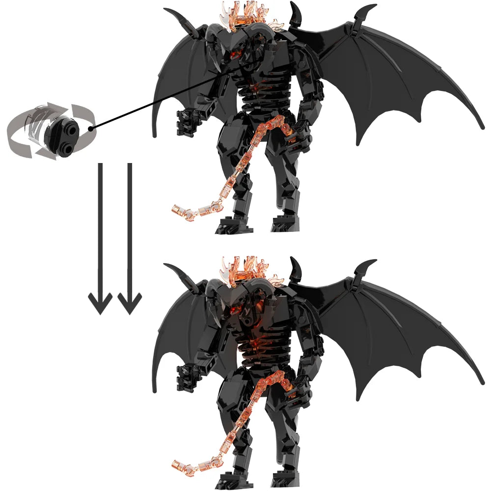 Gobricks MOC Rings Movie Figure Balrogs Monster Building Block Set Balroged of Moria Bricks Demons Model Toys Gifts Juguetes