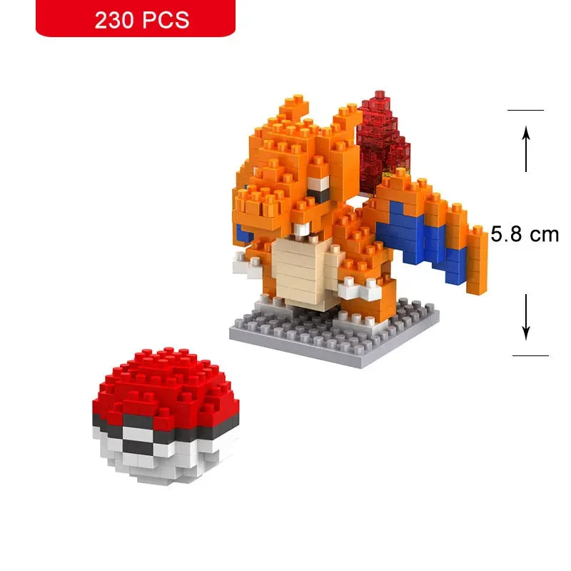 66pcs Pokemon Small Building Nanoblock Cartoon Pikachu Animal Model Education Game Graphics Pokemon Toys For Kids Birthday