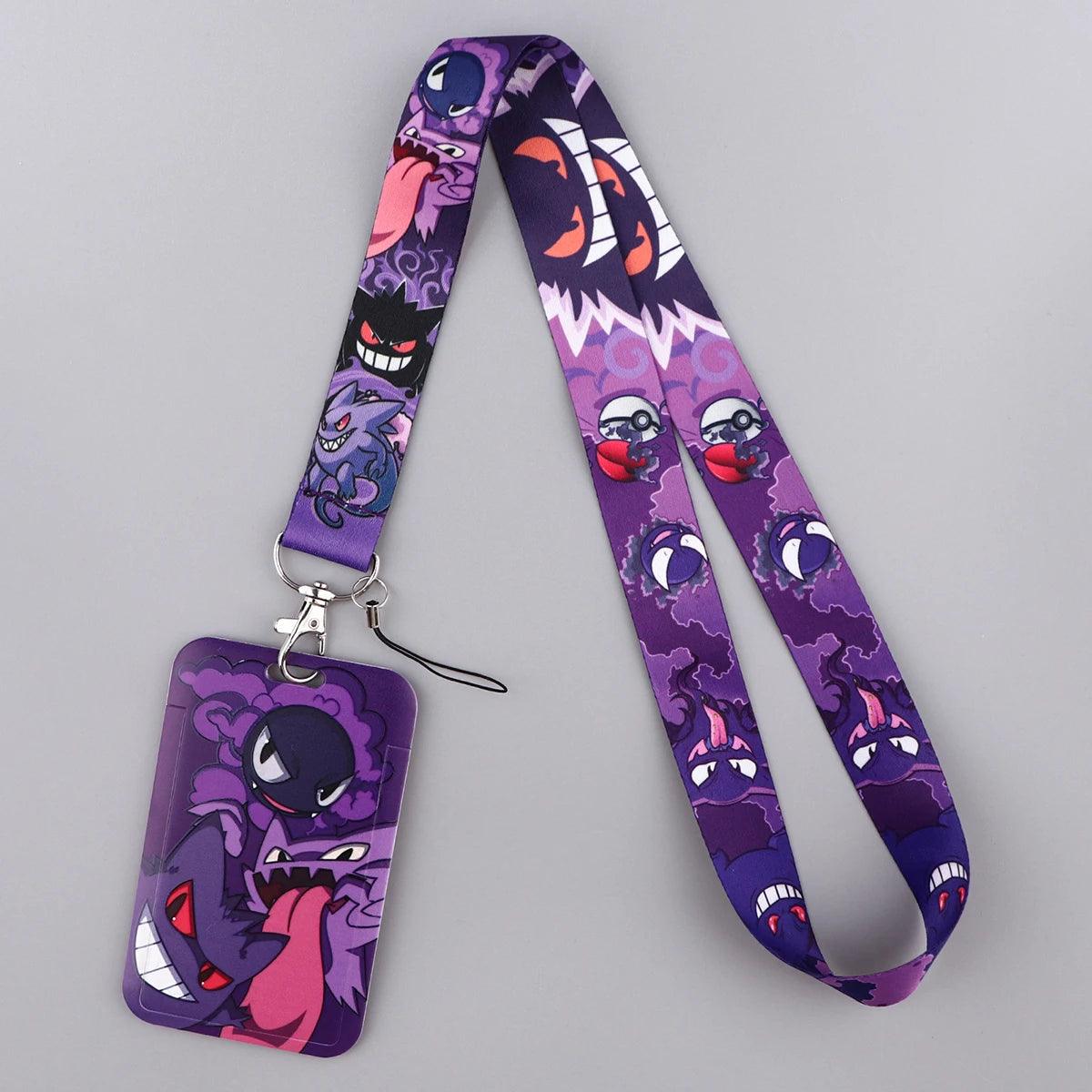 Cute Gengar Credential Holder - Anime Lanyard with Keychain & Card Badge Holder
