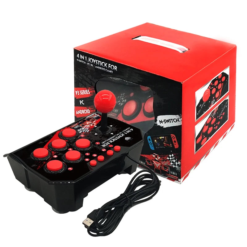 GAMINJA 4-in 1Game Joystick With 3M USB Cable TURBO Games Console Rocker Arcade Station For Nintendo Switch Android TV PS3 PC