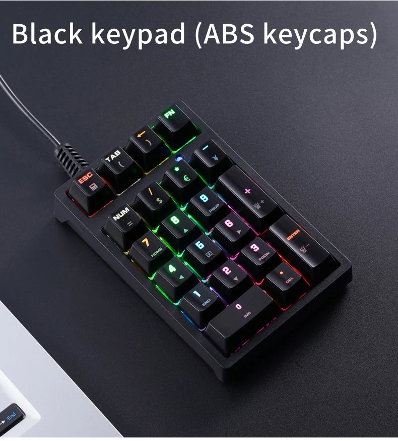 APAYADO T21 Number Keyboard 21Key Wired Mechanical Number Keyboard,MultiColor Lights for Treasury / Accounting / Finance