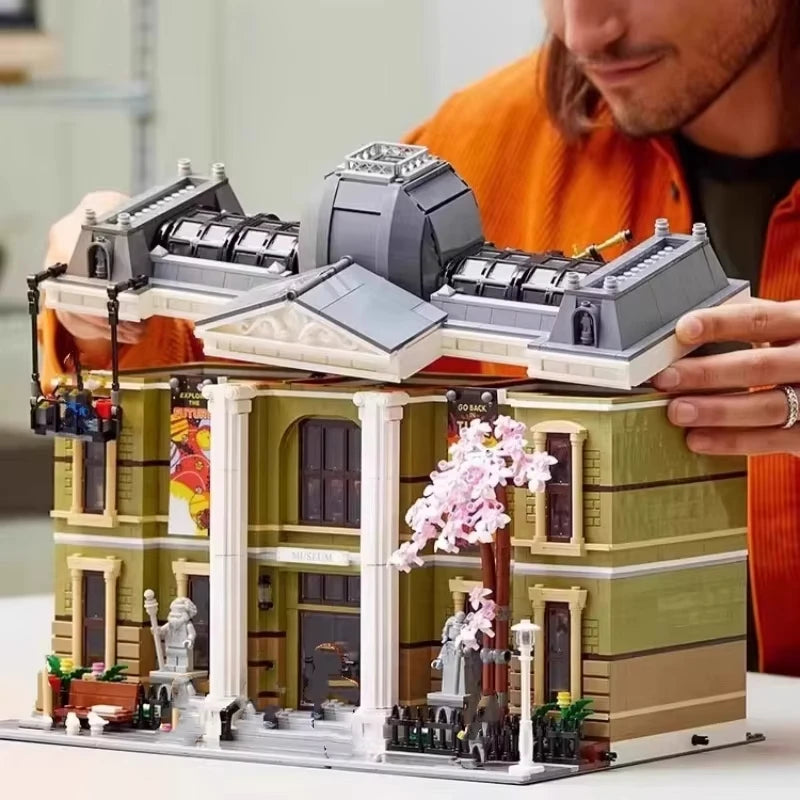 2025 new technical building building series nature Museum bank brick assembly museum toy creative building block model boy holid