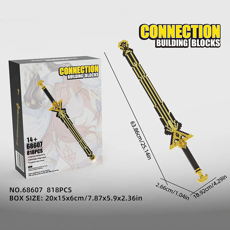 Samurai Sword Building Blocks Anime Ninja Weapon Model Assembly Bricks Boys Toy Idea Desktop Decoration Children Birthday Gifts