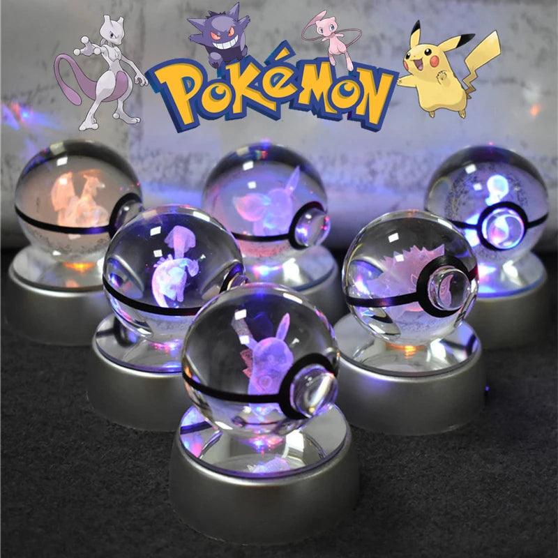 Gotta Catch 'Em All... in Crystal! 3D Pokémon Crystal Balls with LED Light Base - Pikachu, Charizard, Gengar & More!