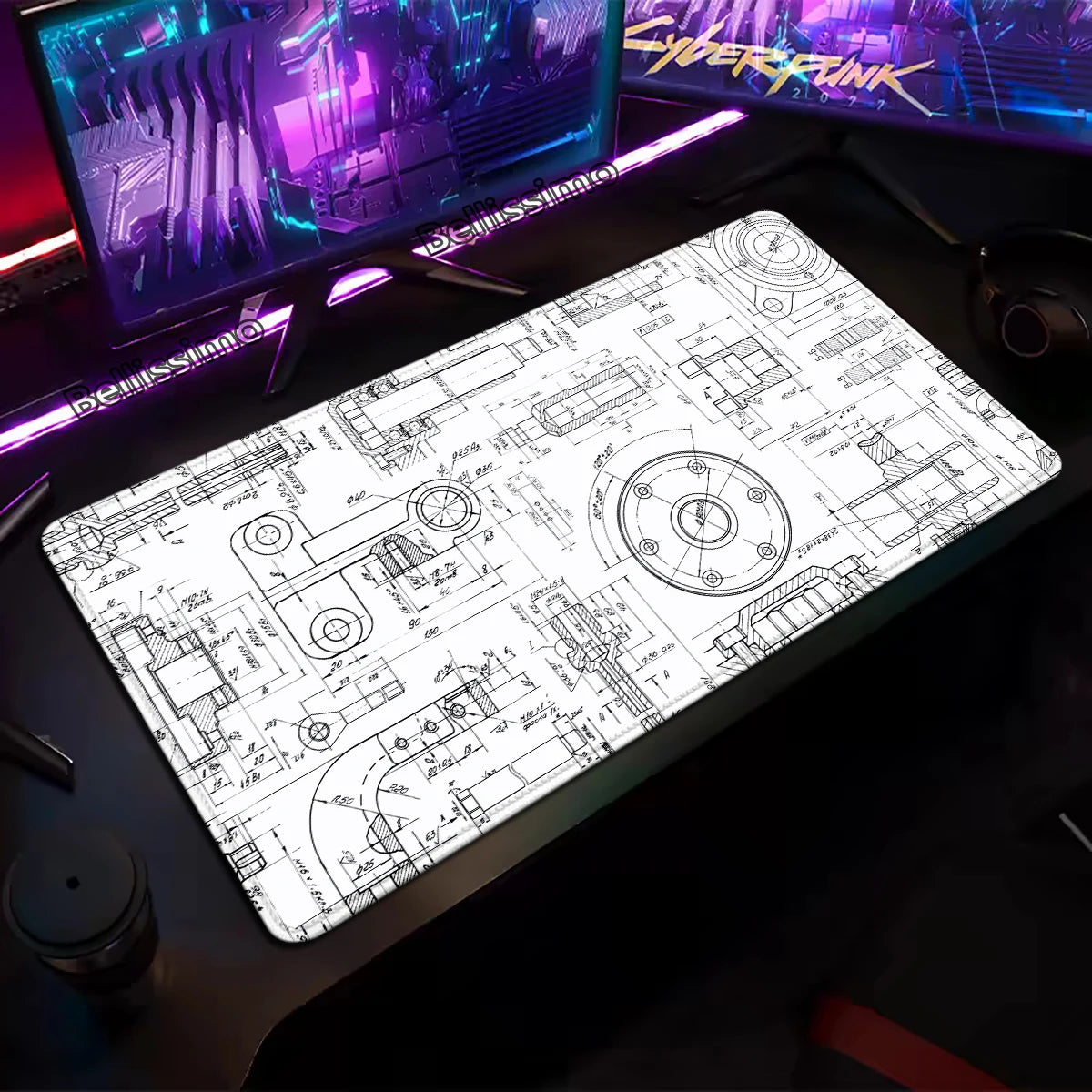 Mouse Pad Gaming Accessory Mechanical Drawing Large HD Mousepad XXL MousePad Natural Rubber Carpet Non-Slip Table Mat Office Rug