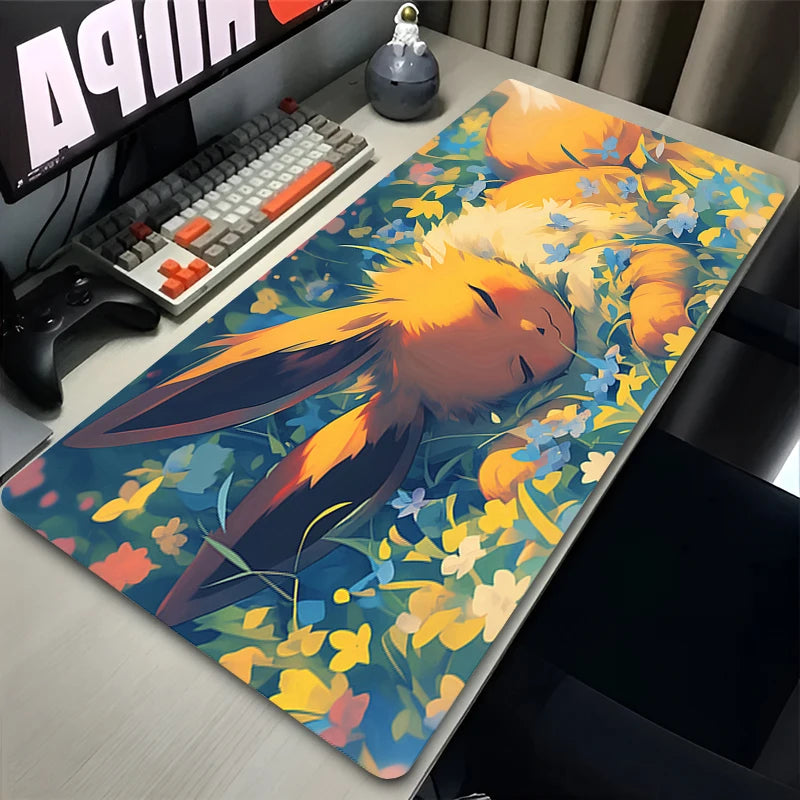 Kawaii Japan Anime Mouse Pad PC Colorful E-eevee Gamer Cabinet Mousepad XXL P-pokemon Keyboard Rug Laptop Gaming Rubber Desk Mat