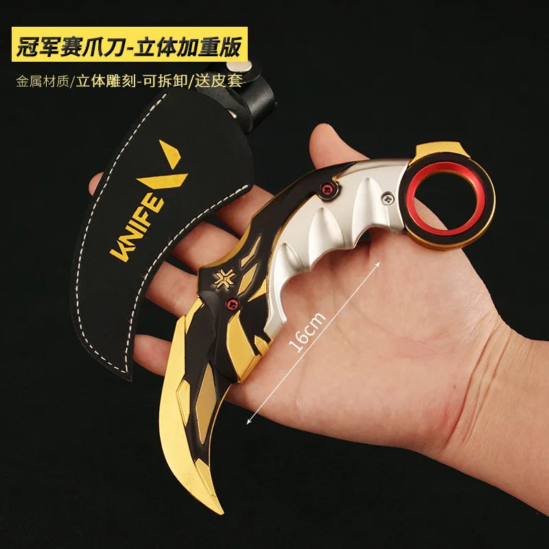 16cm Valorant Karambit Prime Reaver Weapon Model Metal Uncut Toys Claw Knife Sword Cosplay Game Peripherals Boys Gifts