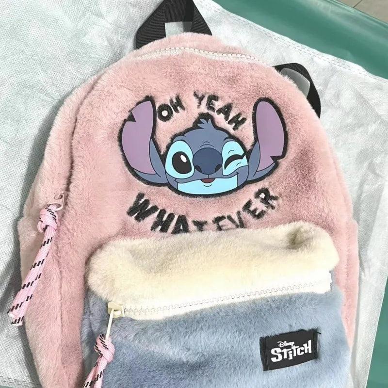 Disney Stitch Plush School Bag - Cute Cartoon Backpack for Kids