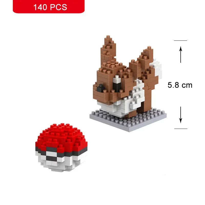 66pcs Pokemon Small Building Nanoblock Cartoon Pikachu Animal Model Education Game Graphics Pokemon Toys For Kids Birthday