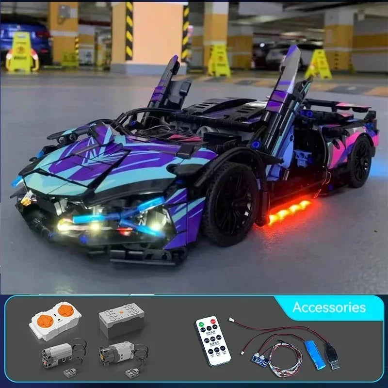 1314Pcs Technical Racing Sport Car 67128 Model Building Blocks Lamborghini Hypercar Racing Car Model Toys Kid Adult Gift