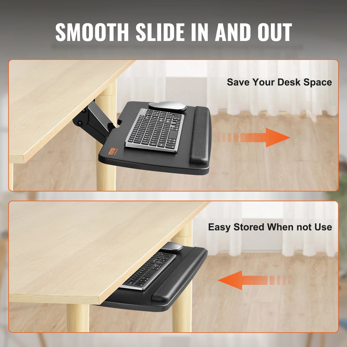 SucceBuy Keyboard Tray under Desk Adjustable Height & Angle Keyboard Tray Slide out & Holder for Typing in Home and Office Work