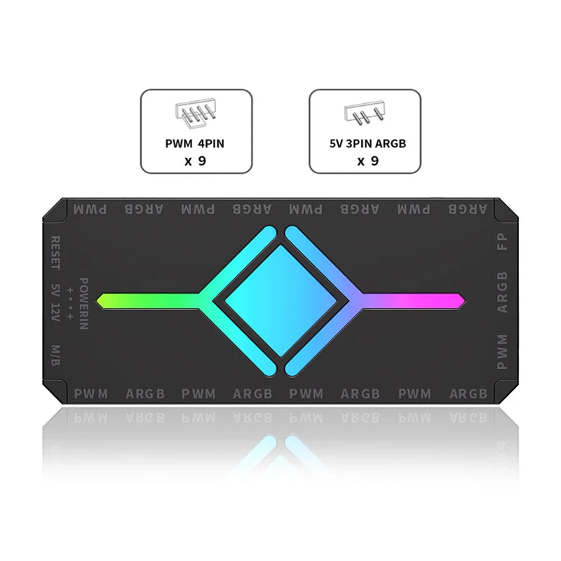 TEUCER Fan Intelligent Temperature Control 5v3 Pin Divine Light Synchronization ARGB Hub PWM HUB Wireless Remote Control