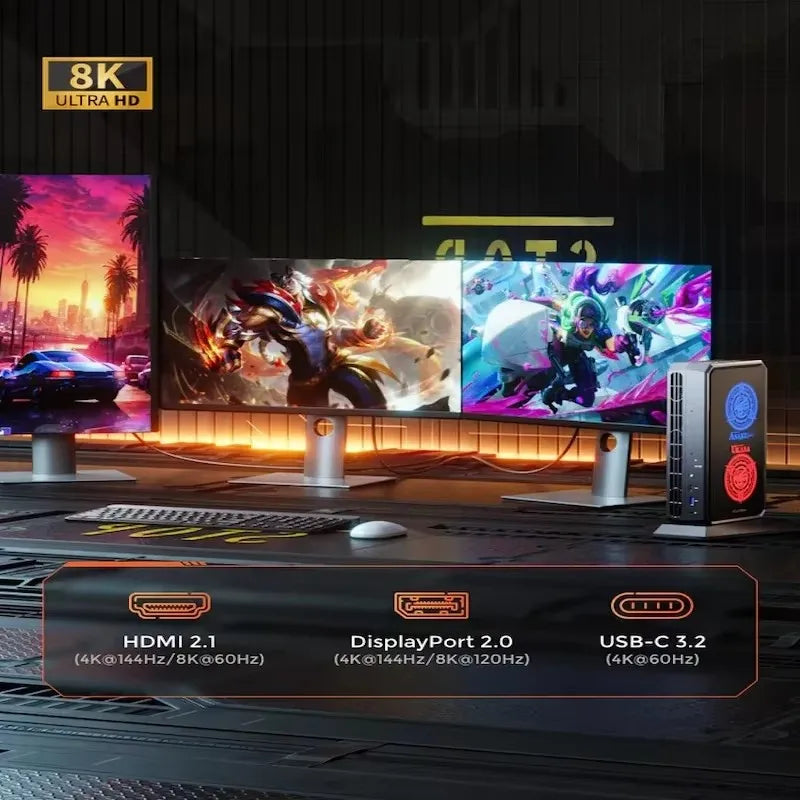 AtomMan Gaming Mini Computer G7 Pt AMD Ryzen 9 7945HX RX 7600M XT 8G Win 11 World's First AMD Advantage Certified Gamer PC WiFi7