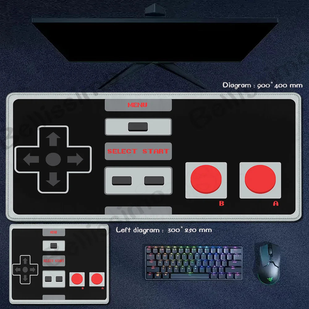 Retro Game Controller Mouse Pad Anti-Slip Rubber XL Desk Mat Office Computer Large Gaming Accessories HD Gamer Mousepad Playmat