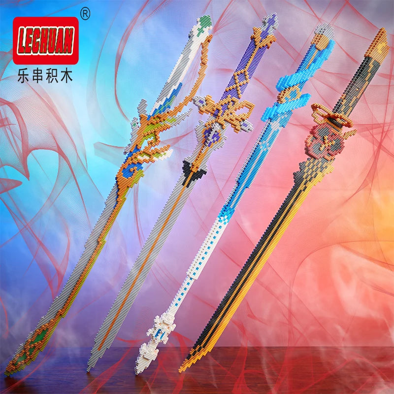 Lechuan Connections Building Blocks Samurai Simulation Sword Micro brick Ninja Knife Weapon Assembly Model Toy Gift for Children