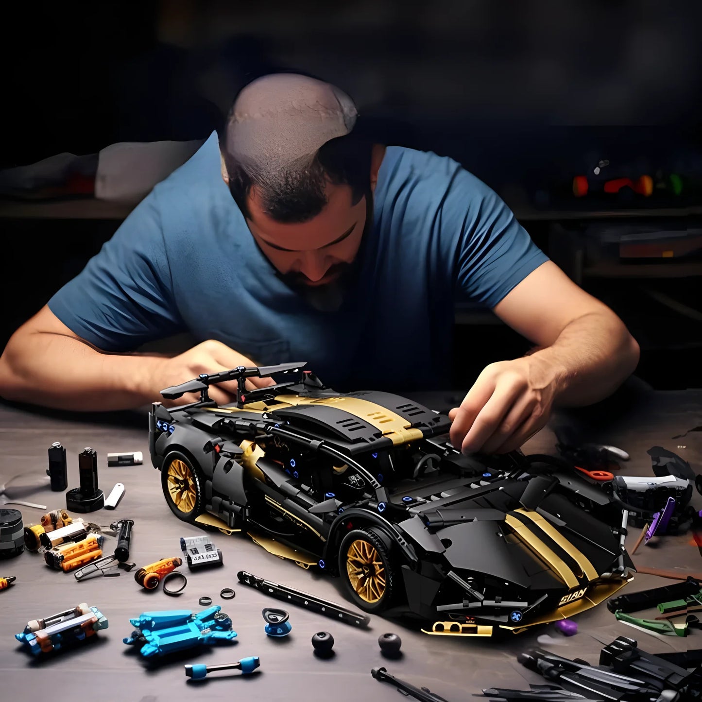 Technical Racing Sport Car Model Building Blocks technic adults 1:14 DIY Supercar Brick Puzzle Toys Kid Adult Gift(1280+granule)