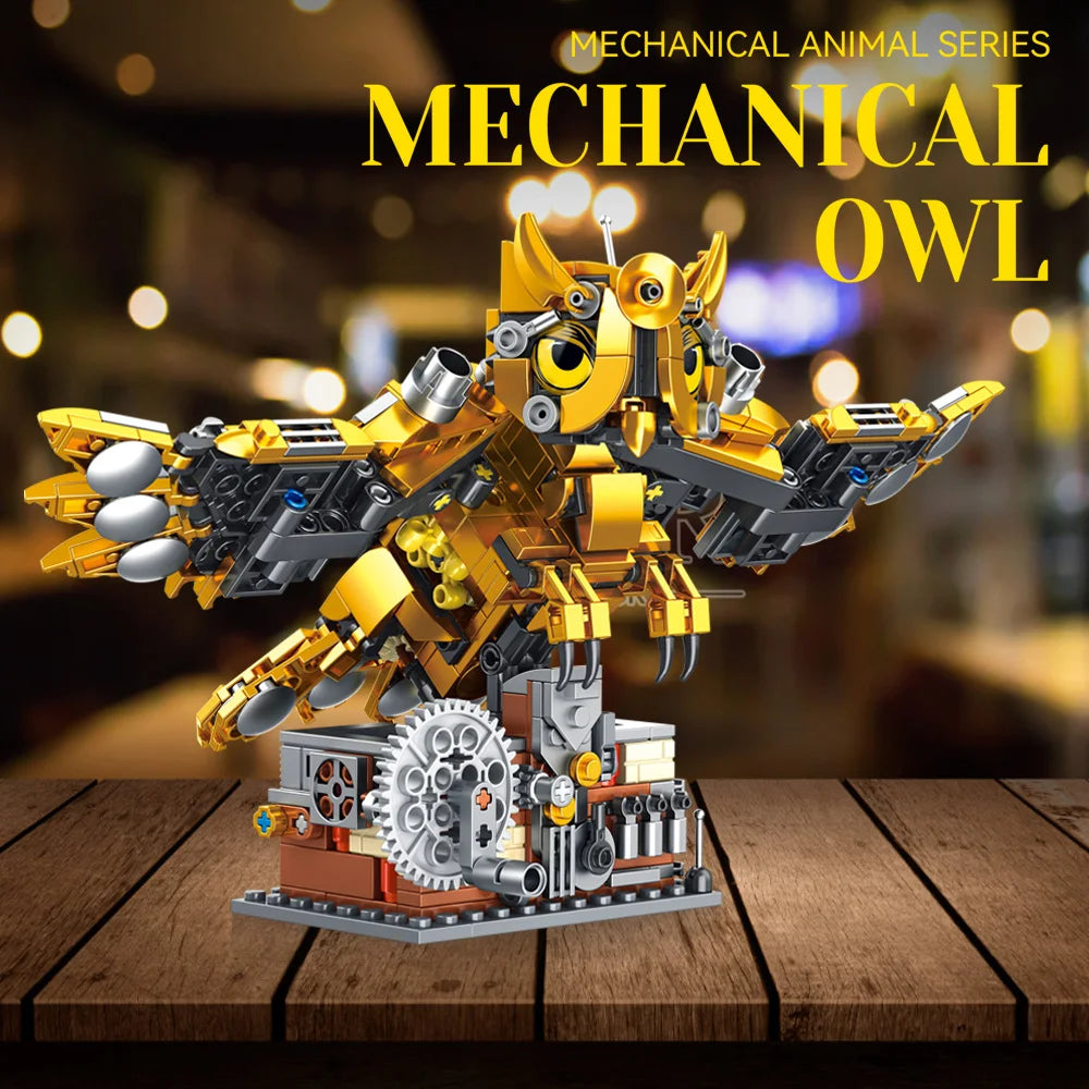 636PCS New Ideas Mechanical Owl Building Block Set Bird Animal Idea Rotatable Model Building Creativity Gifts for Kids Adults
