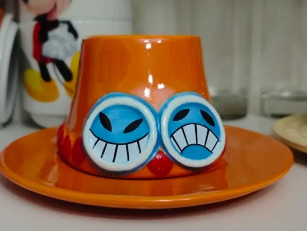 One Piece Luffy Straw Hat Ramen Bowl & Water Cup - Ceramic Anime Tableware for Fans