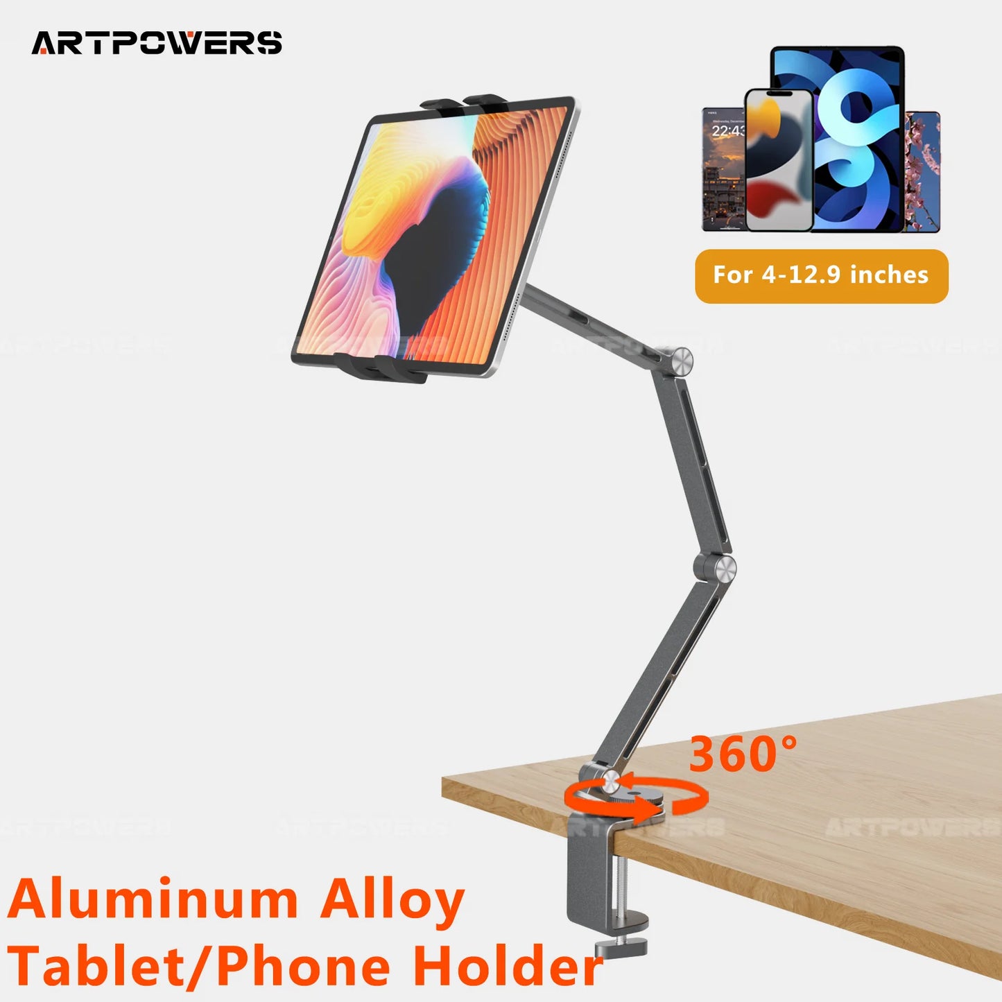 Long Arm Stand For Monitor Stand iPad Galaxy Xiaomi Tablet Kindler Tablet Desk Holder Magnetic Bed Phone Stand Clip Mount