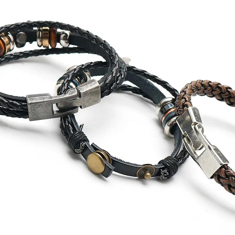 One Piece Pirate Bracelet - Luffy Straw Hat Leather Woven Anime Accessory
