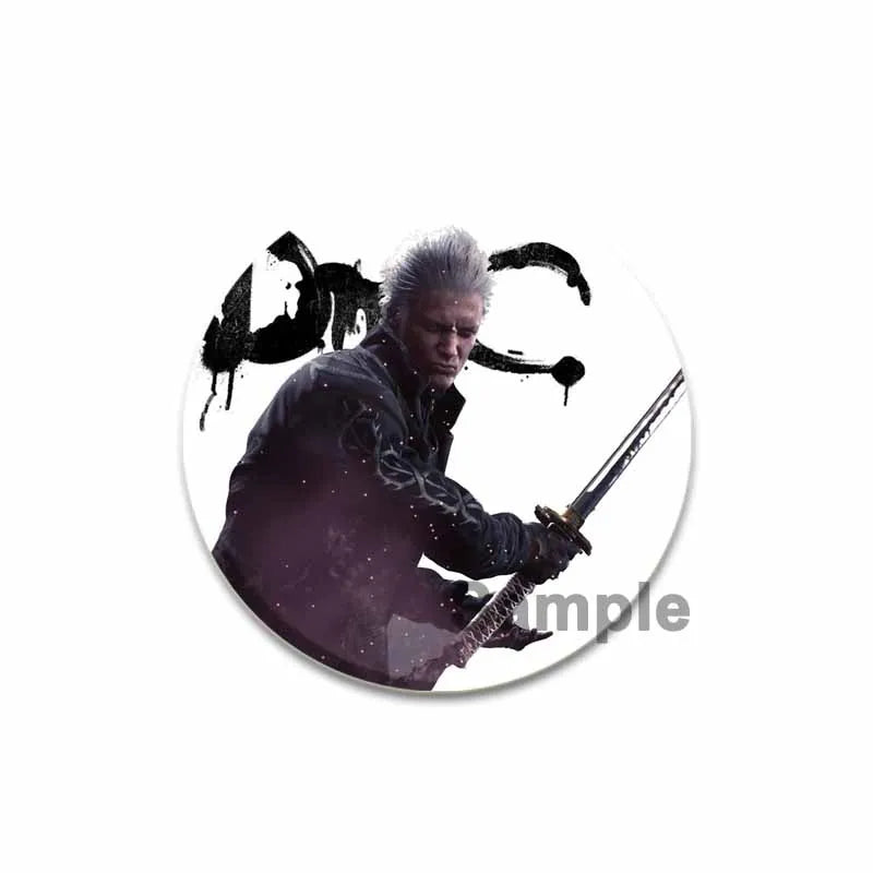 58mm Game Anime Devil May Cry Brooches Dante Cartoon Badge HD Print Handmade Pins for Backpack Accessories Clothes Decoration