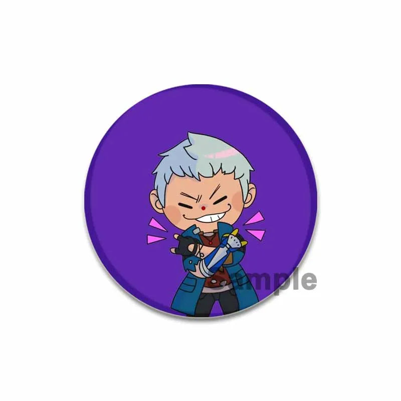 58mm Game Anime Devil May Cry Brooches Dante Cartoon Badge HD Print Handmade Pins for Backpack Accessories Clothes Decoration
