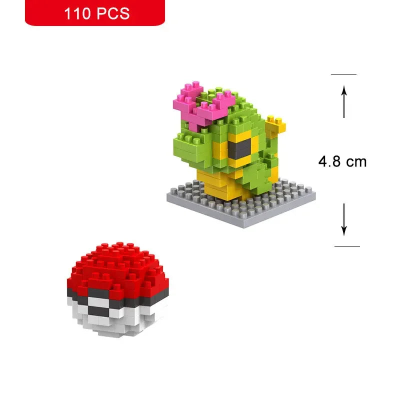 66pcs Pokemon Small Building Nanoblock Cartoon Pikachu Animal Model Education Game Graphics Pokemon Toys For Kids Birthday