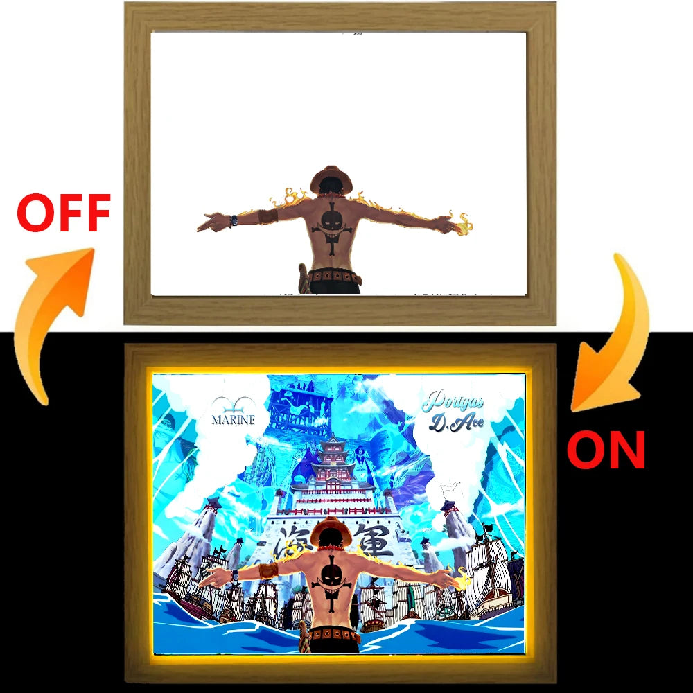 One Piece LED Light Painting – Zoro & Luffy Moon Lamp for Anime Fans