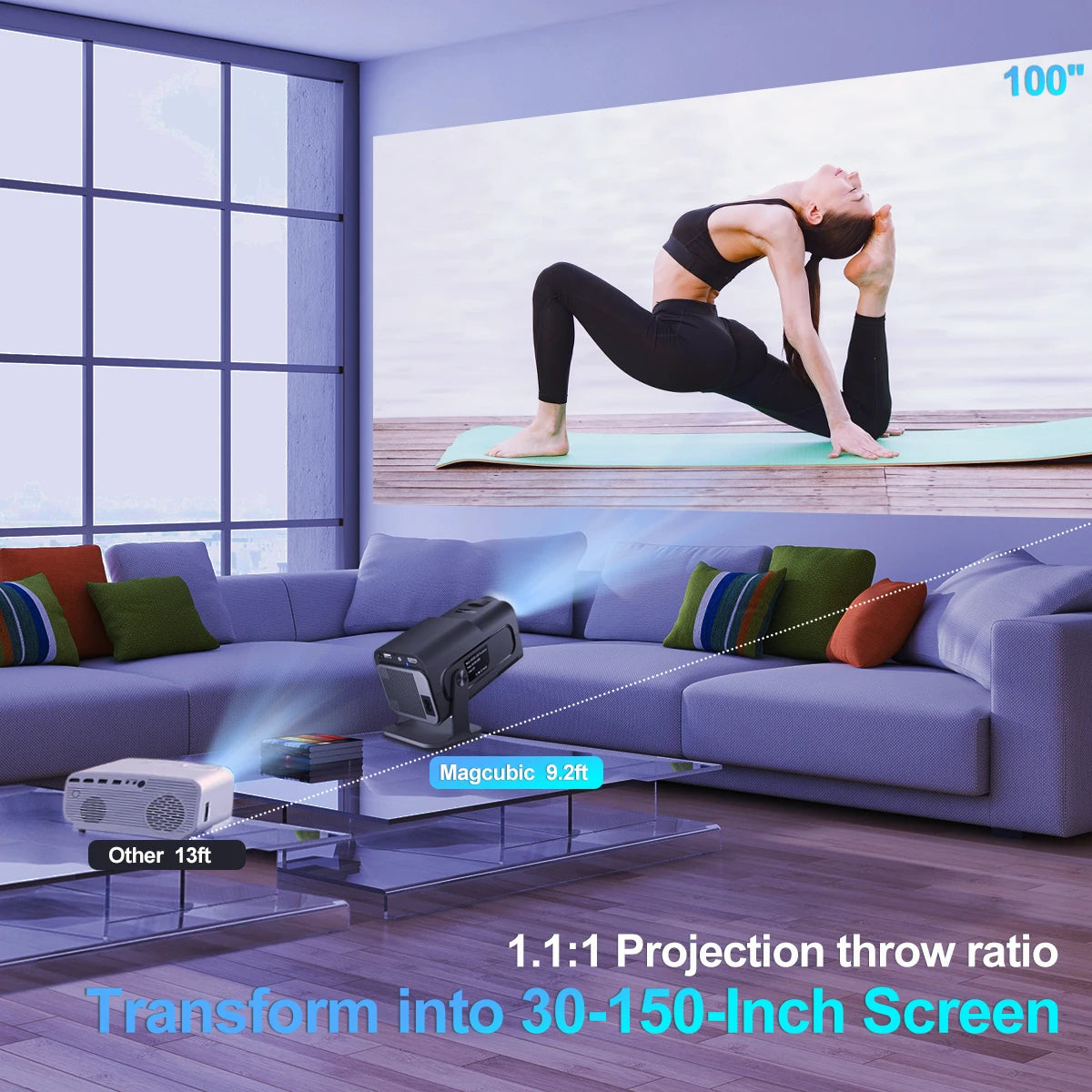 Magcubic HY320 Android11 4K HD Projector WiFi6 Allwinner H713 390ANSI BT5.0 1920*1080P Outdoor portable projetor Upgrated HY300