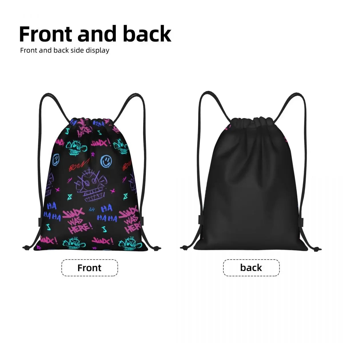 Arcane Jinx Graffiti Drawstring Backpack - Lightweight & Durable Sports Gym Bag