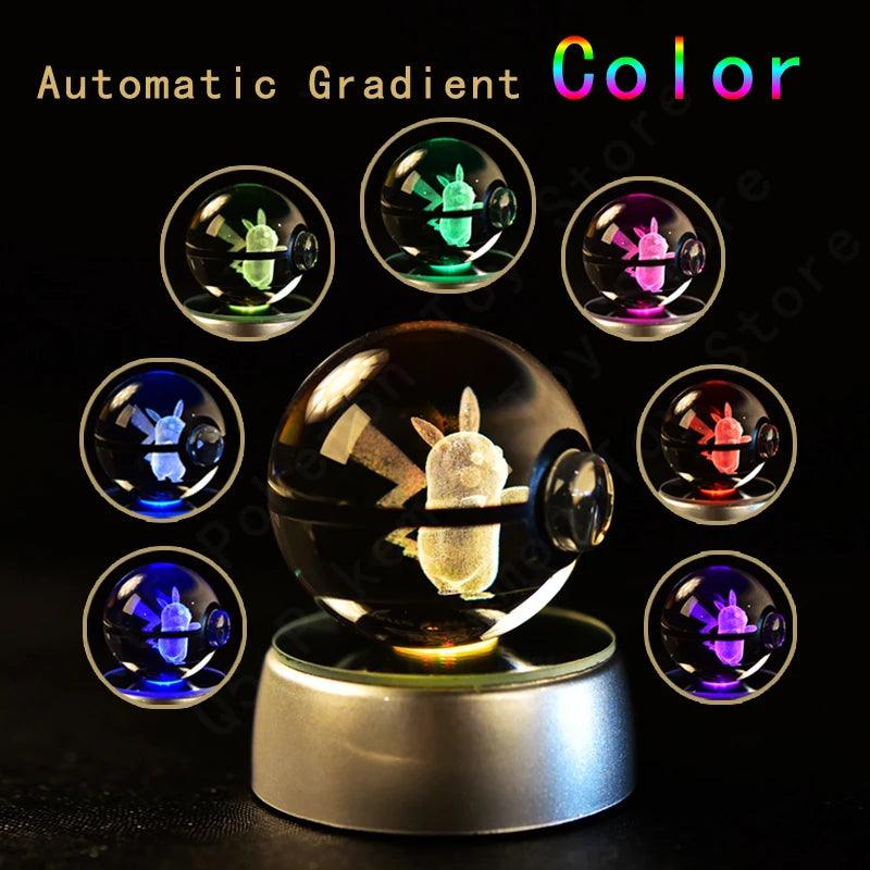 Gotta Catch 'Em All... in Crystal! 3D Pokémon Crystal Balls with LED Light Base - Pikachu, Charizard, Gengar & More!