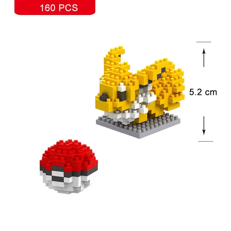66pcs Pokemon Small Building Nanoblock Cartoon Pikachu Animal Model Education Game Graphics Pokemon Toys For Kids Birthday